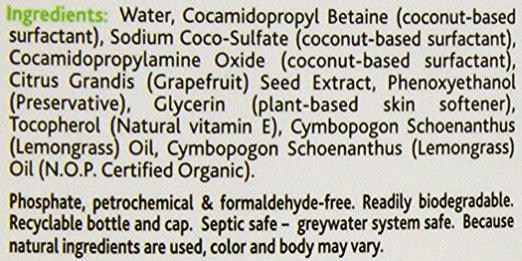 Earth Friendly Liquid Hand Soap Refill Lemongrass (6x32OZ )