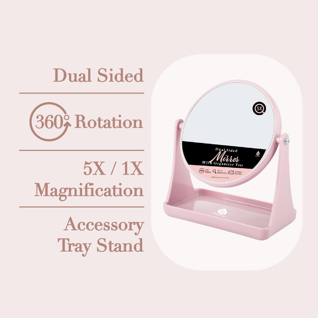 Dual Side Mirror With Organizer Tray